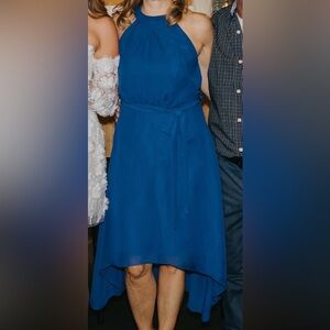 Elegant Blue Halter Dress